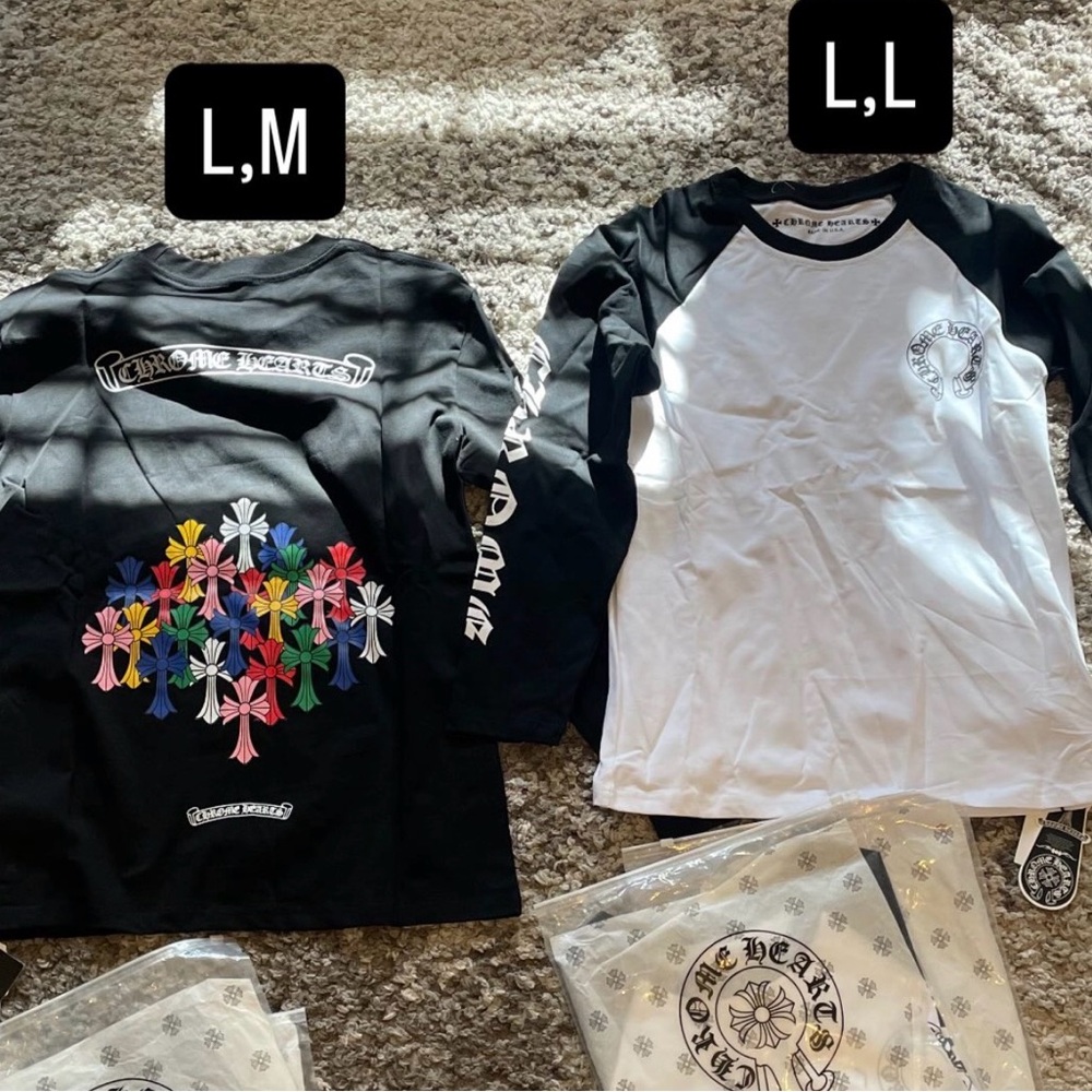 Chrome Hearts Black and White Floral Long Sleeves